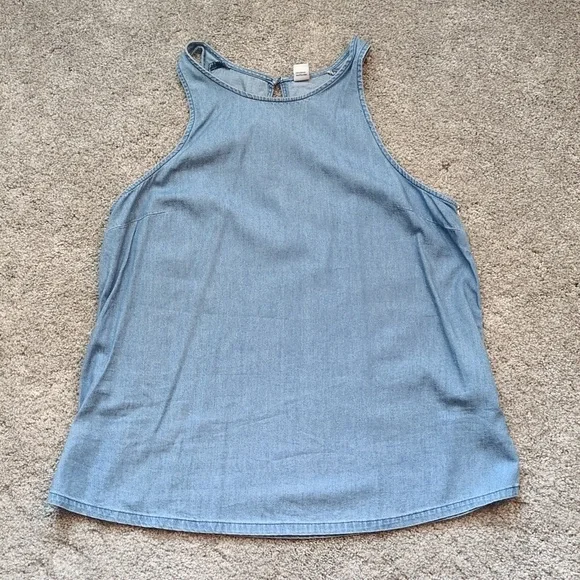 Old Navy Blue Chambray Tank Size Medium - Picture 1 of 5